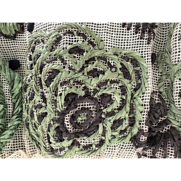 Easton Pearson Peasant Skirt S Cream Tulle Overlay Green Cotton Slip Embroidered - Picture 6 of 16